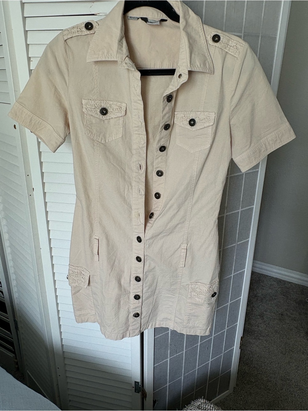 Short Sleeve Button Front Shirt Dress